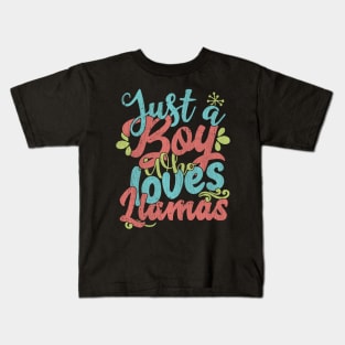 Just A Boy Who Loves Llamas Gift graphic Kids T-Shirt